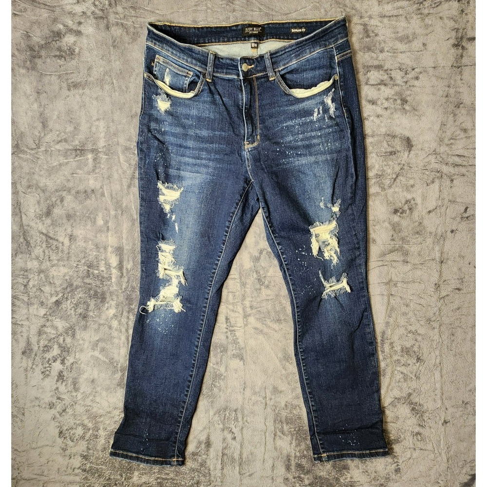 Judy Blue Bleach Splash Distressed Boyfriend Jeans Plus Size 18W JB82198